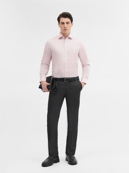 Pink Solid Slim Fit Formal Shirt | Metal