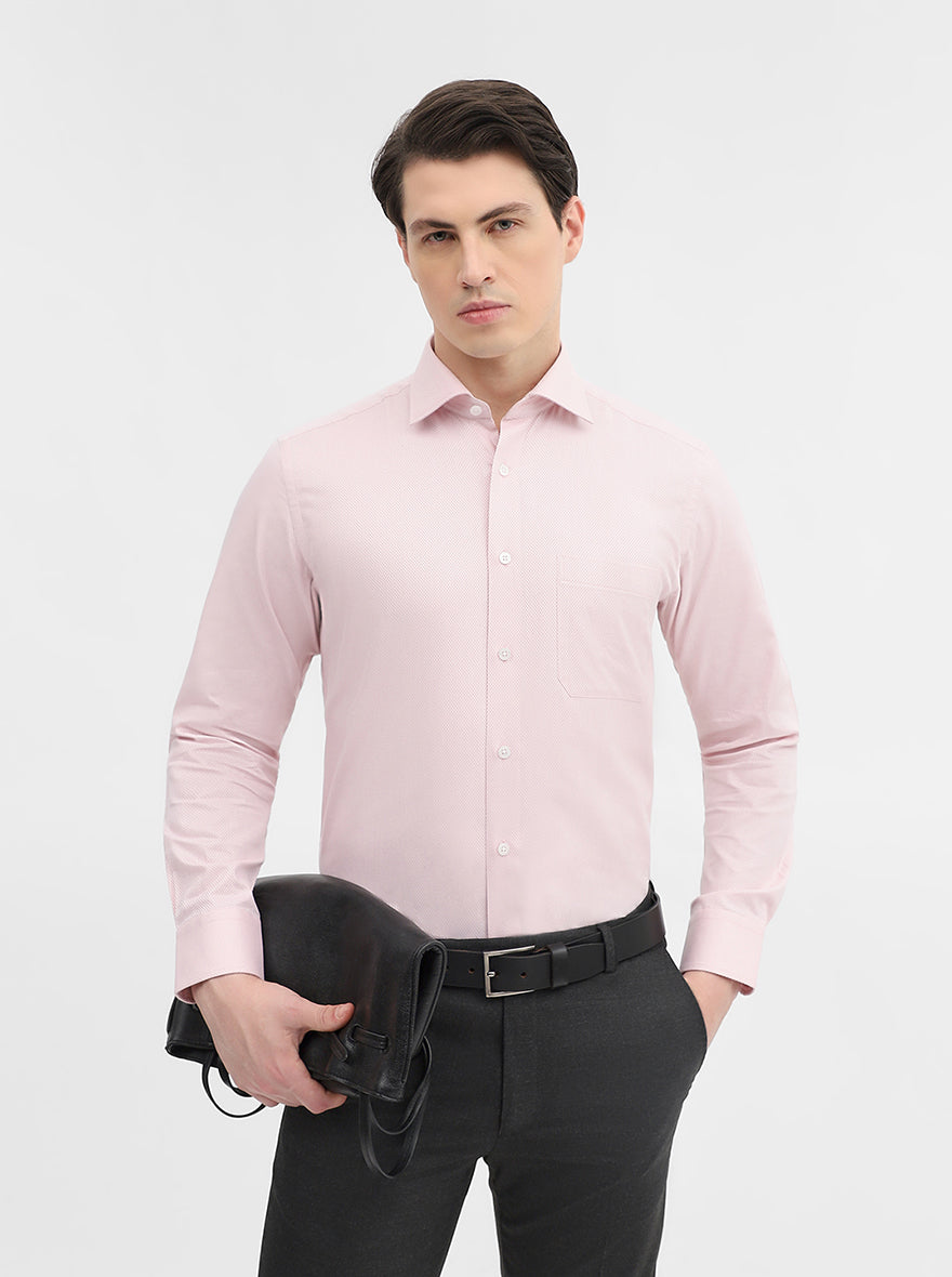 Pink Solid Slim Fit Formal Shirt | Metal