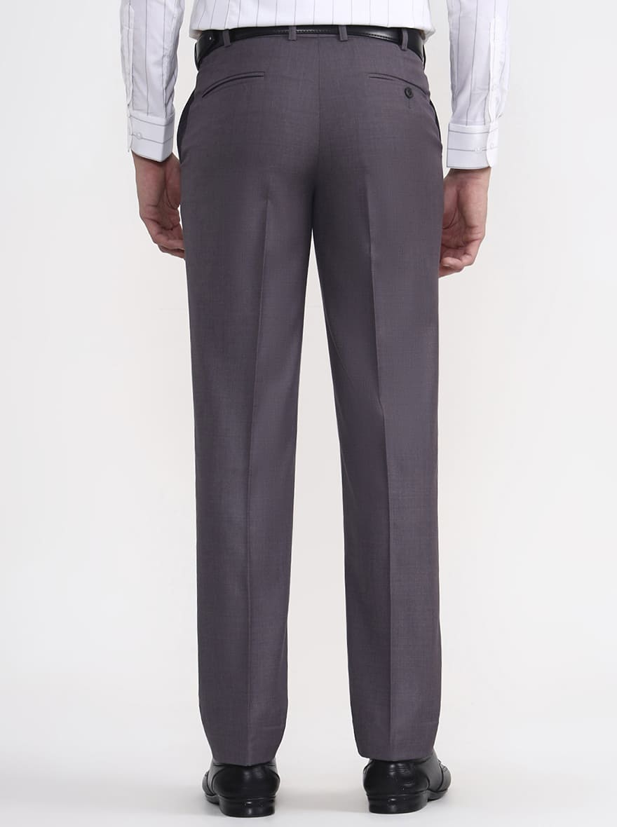 Grey Solid Regular Fit Formal Trouser | JadeBlue