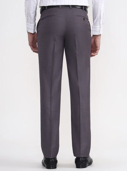Grey Solid Regular Fit Formal Trouser | JadeBlue