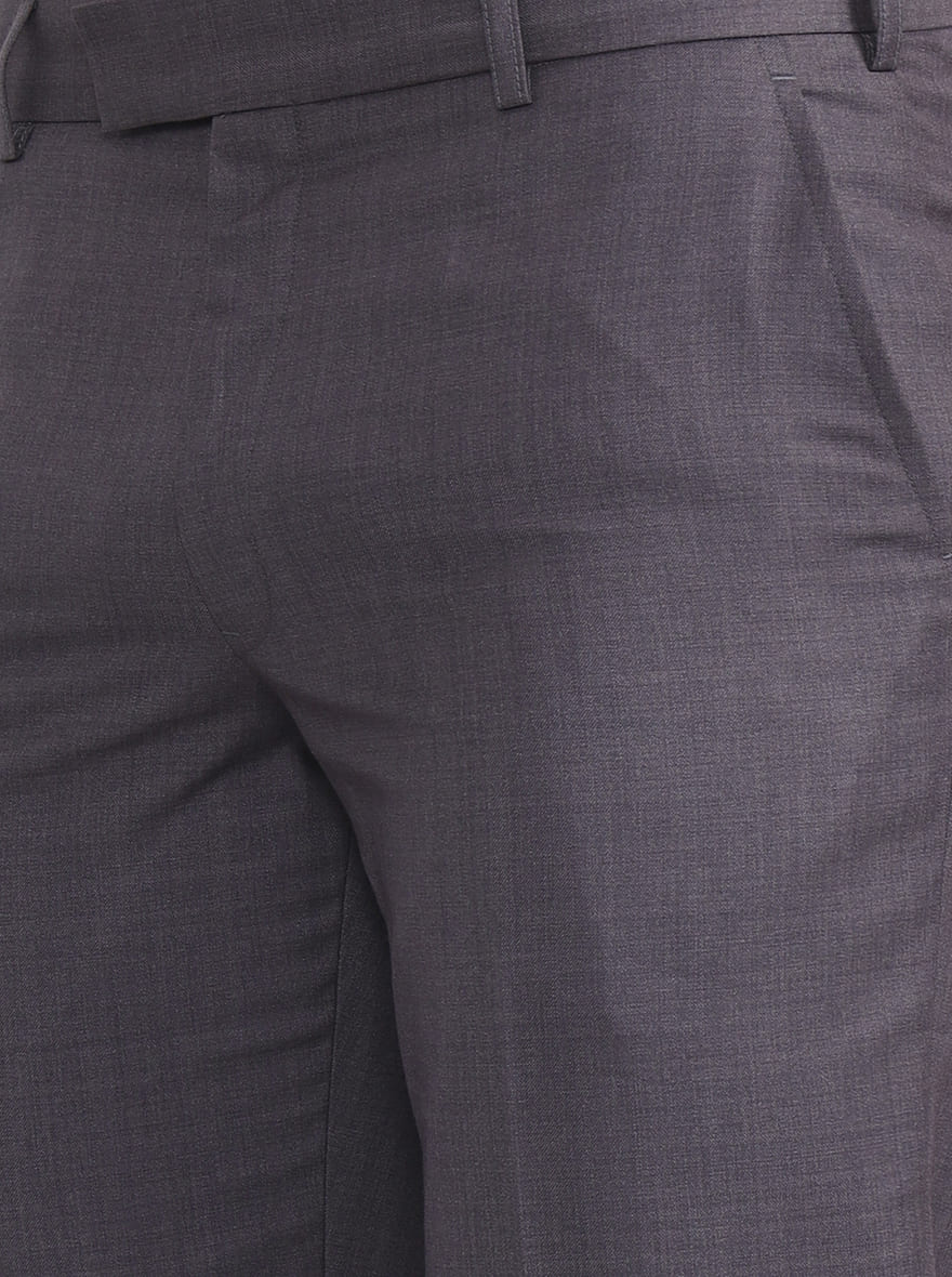 Grey Solid Regular Fit Formal Trouser | JadeBlue