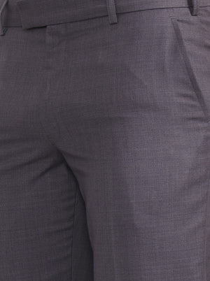 Grey Solid Regular Fit Formal Trouser | JadeBlue