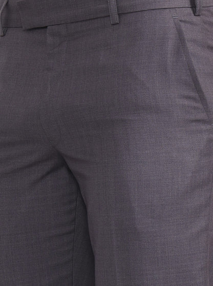Grey Solid Regular Fit Formal Trouser | JadeBlue
