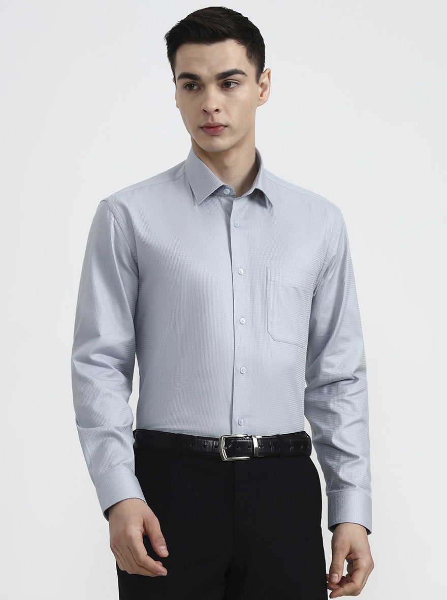 Grey Solid Regular Fit Formal Shirt | JadeBlue