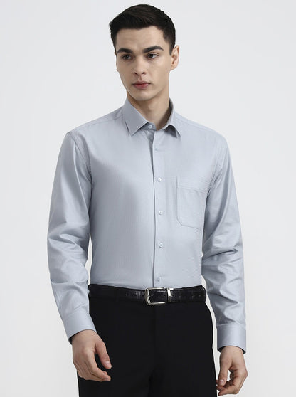 Grey Solid Regular Fit Formal Shirt | JadeBlue