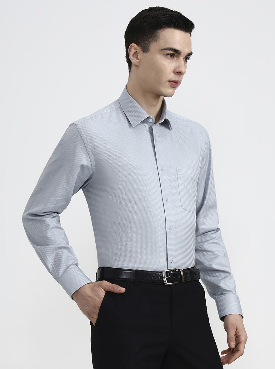 Grey Solid Regular Fit Formal Shirt | JadeBlue