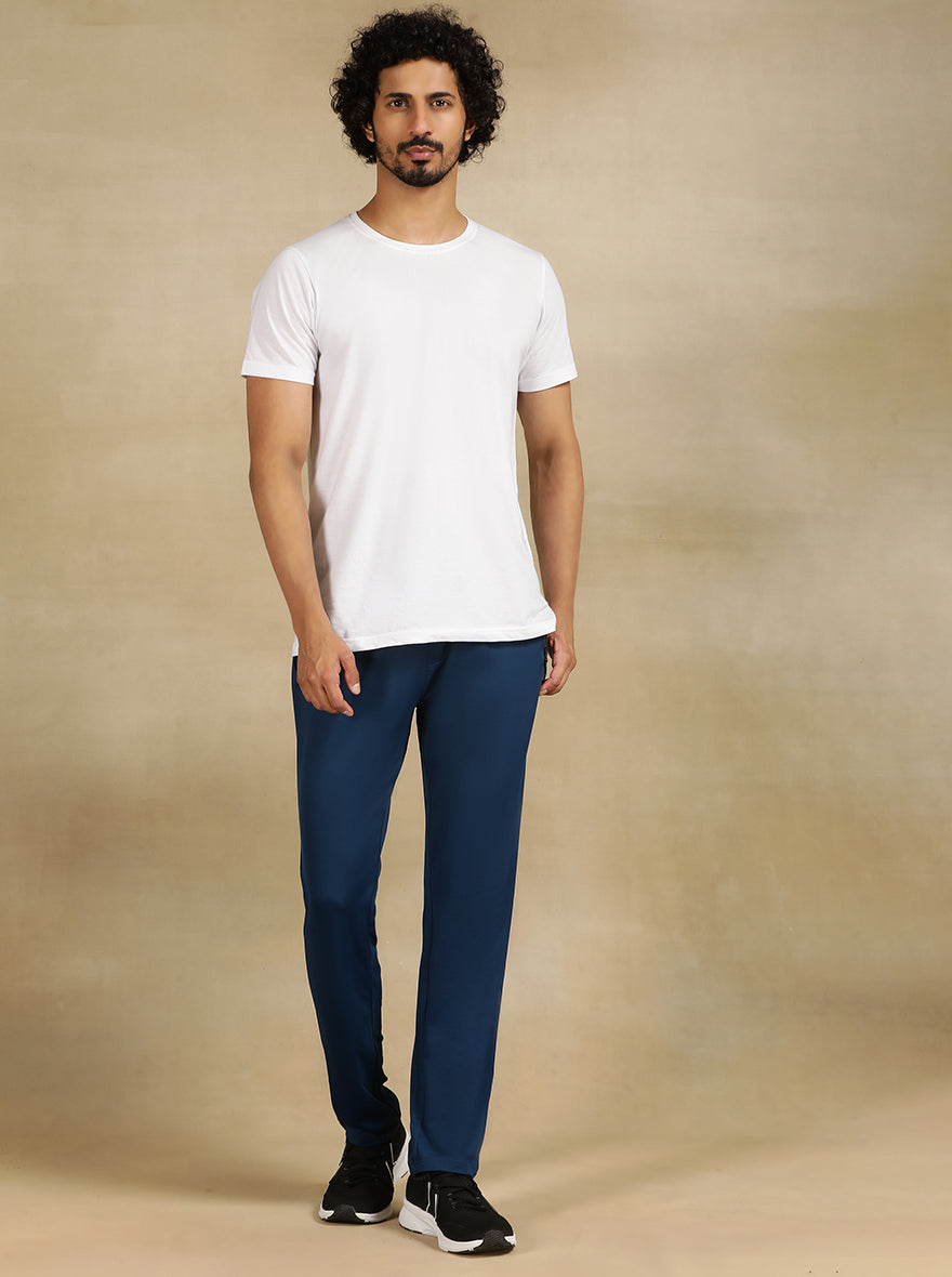 Navy Blue Solid Slim Fit Track Pant | Jade Play