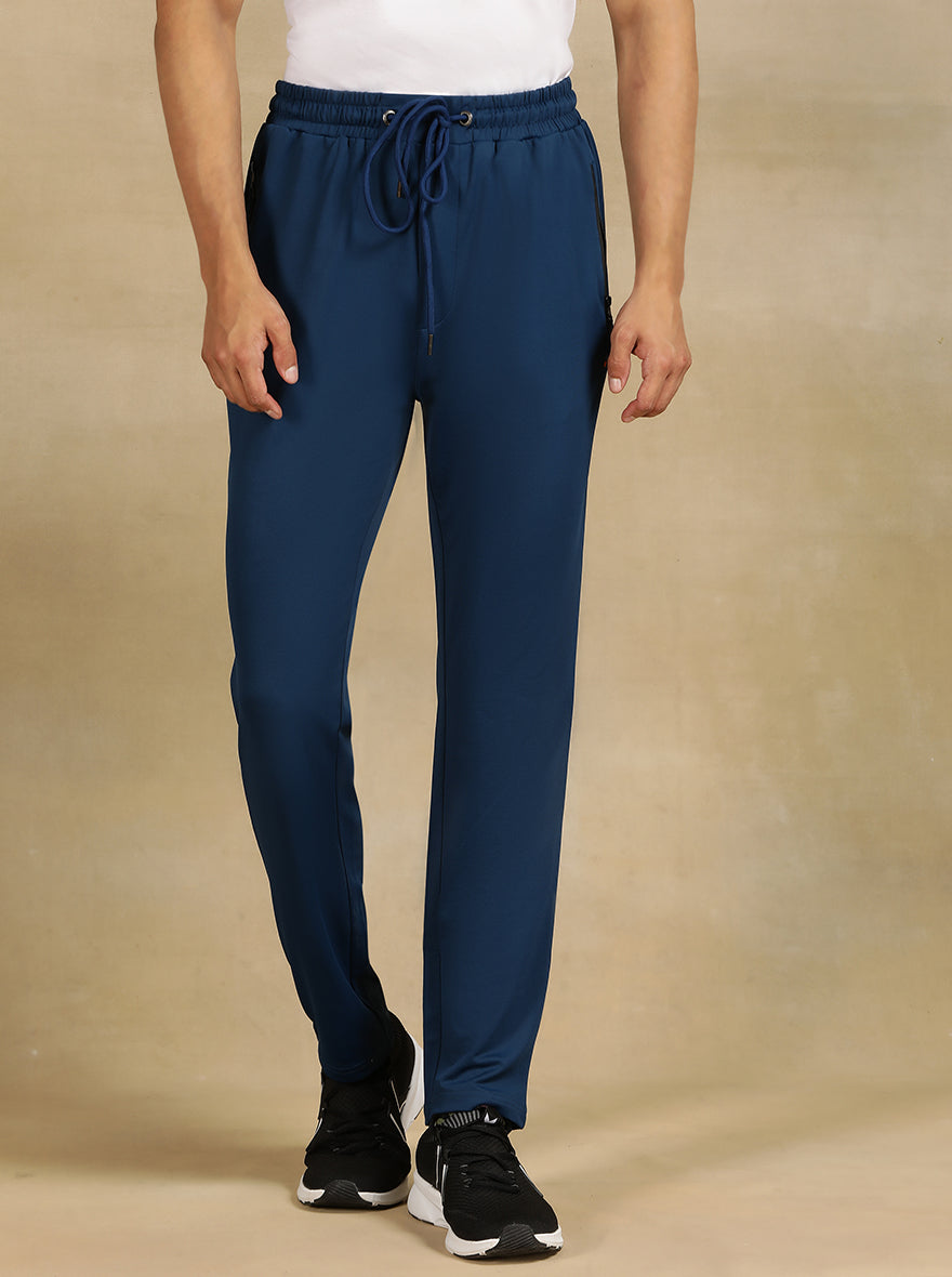 Navy Blue Solid Slim Fit Track Pant | Jade Play