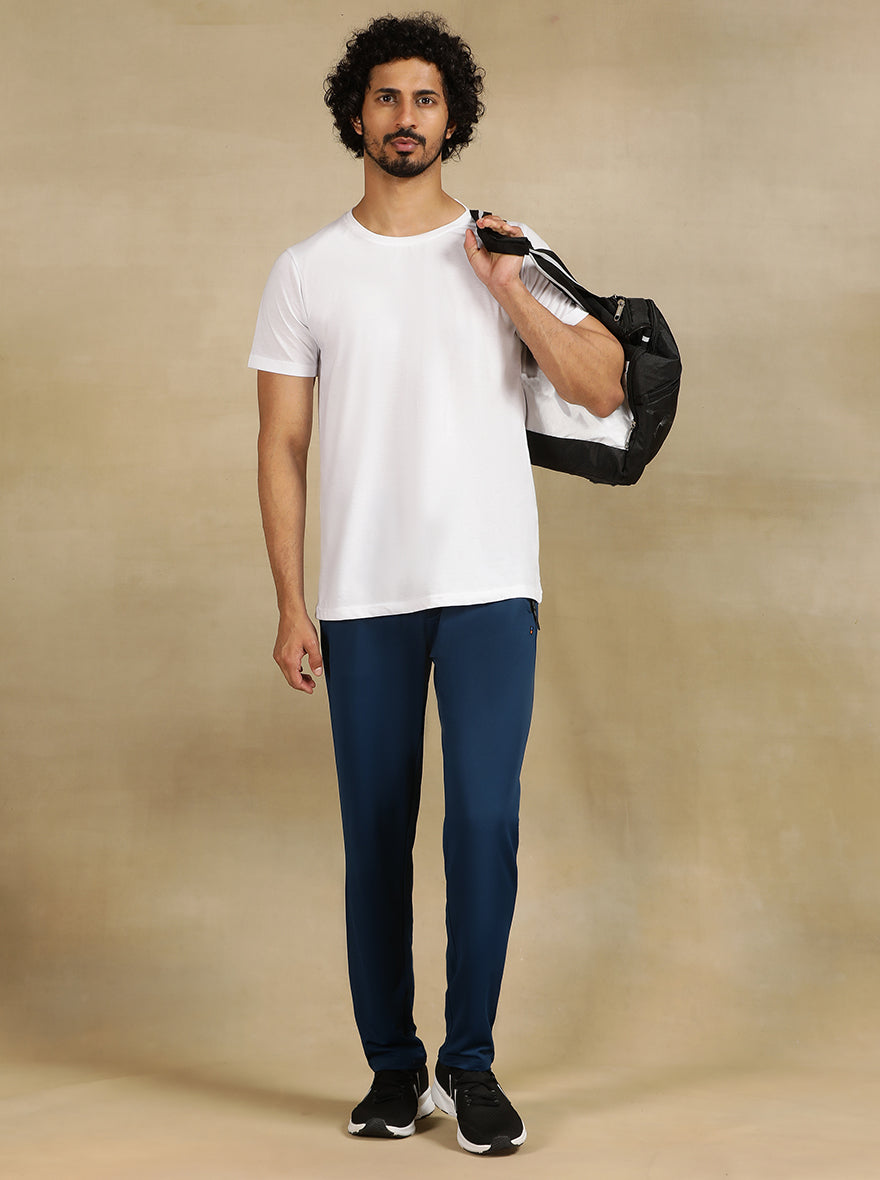 Navy Blue Solid Slim Fit Track Pant | Jade Play