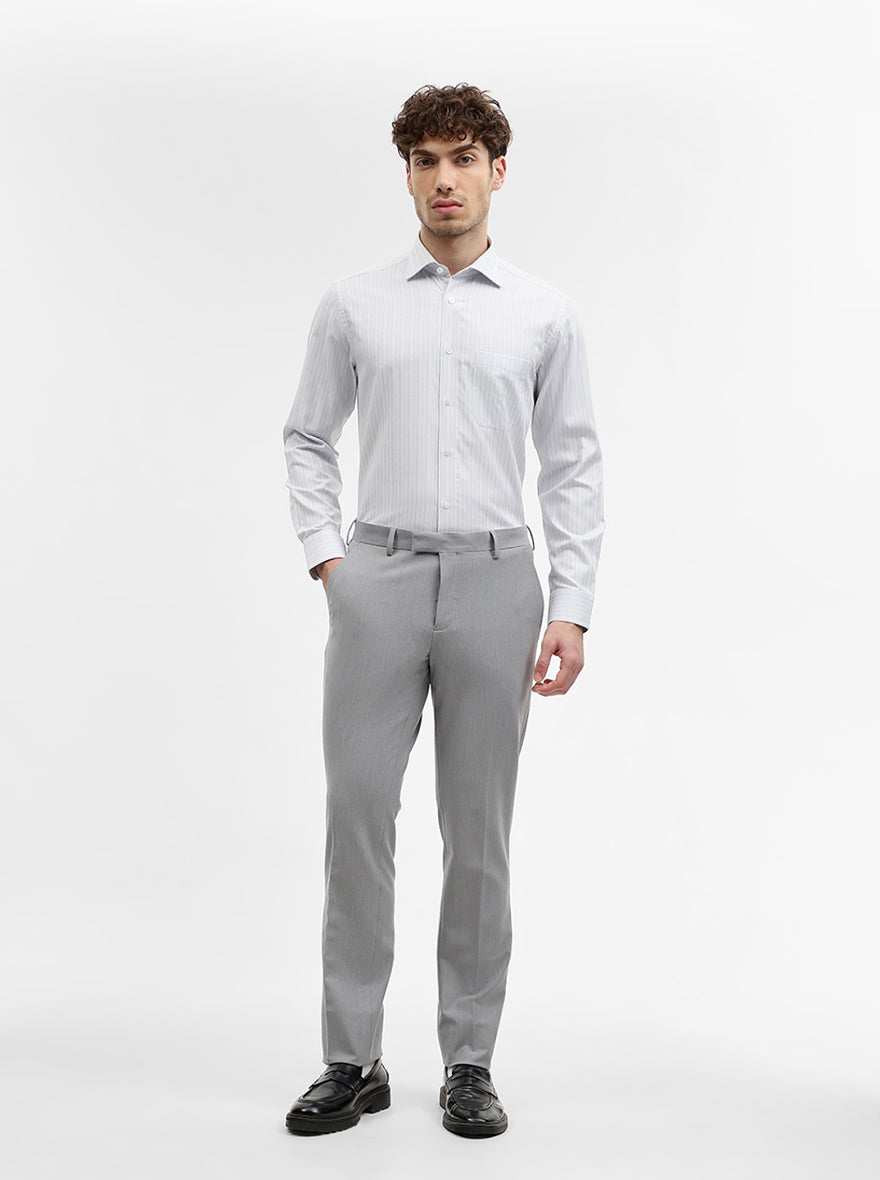 White Striped Regular Fit Formal Shirt | JadeBlue