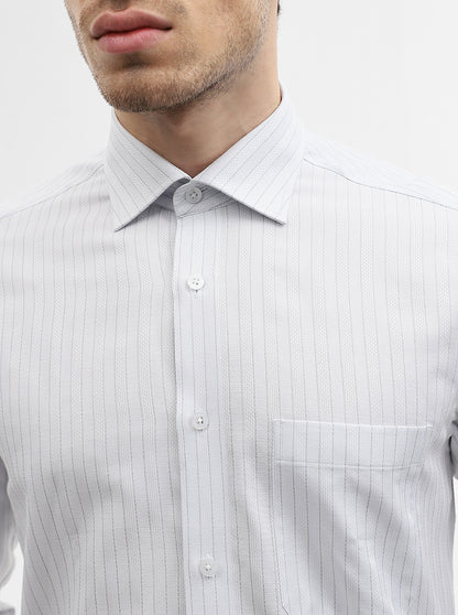 White Striped Regular Fit Formal Shirt | JadeBlue