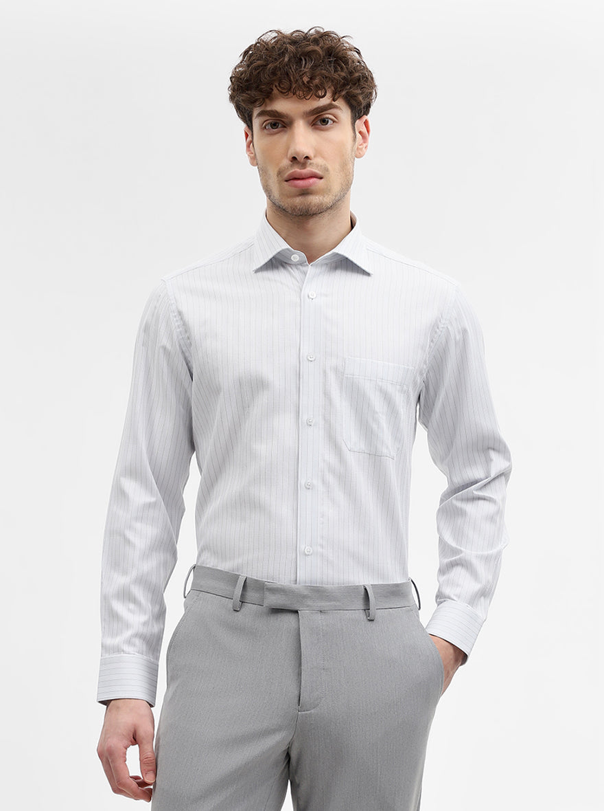 White Striped Regular Fit Formal Shirt | JadeBlue