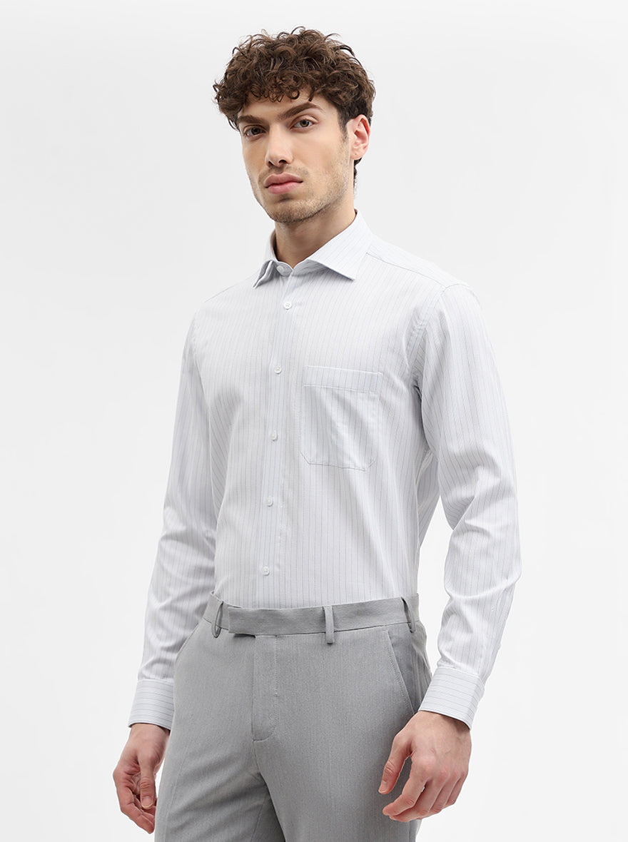White Striped Regular Fit Formal Shirt | JadeBlue