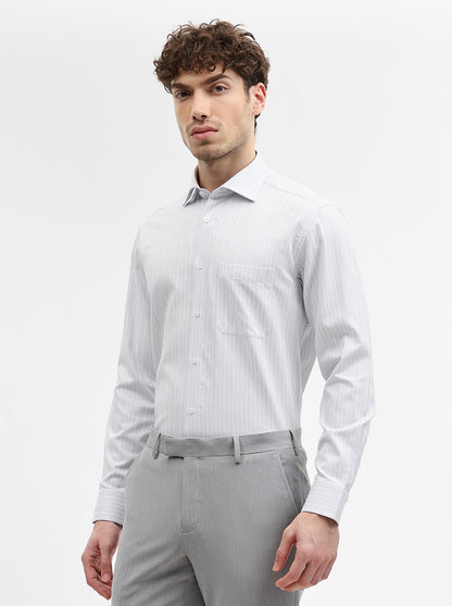 White Striped Regular Fit Formal Shirt | JadeBlue