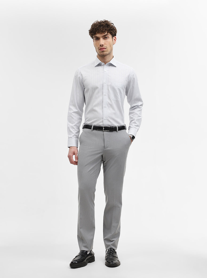 White Striped Regular Fit Formal Shirt | JadeBlue