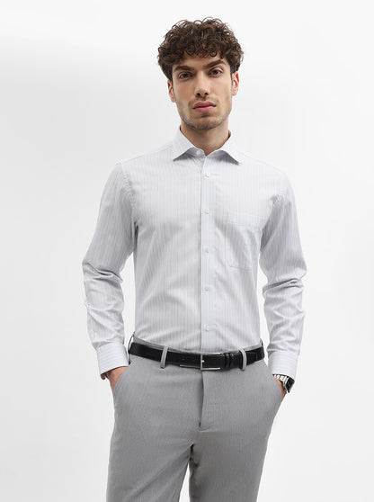 White Striped Regular Fit Formal Shirt | JadeBlue
