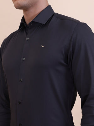 Dark Grey Solid Slim Fit Party Wear Shirt | Greenfibre