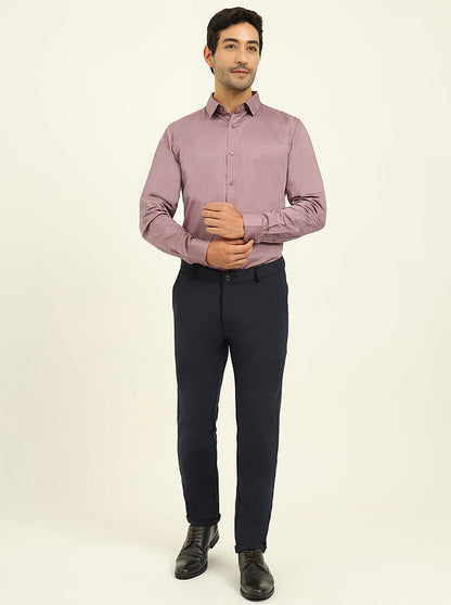 Navy Blue Solid Venice Fit Casual Trouser | JadeBlue