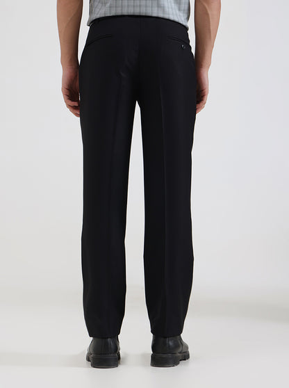 Black Solid Slim Fit Formal Trouser | JadeBlue