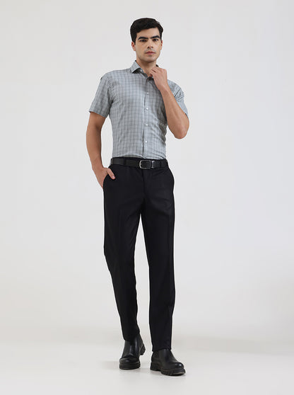 Black Solid Slim Fit Formal Trouser | JadeBlue