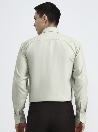 Pista Green Solid Regular Fit Formal Shirt | JadeBlue