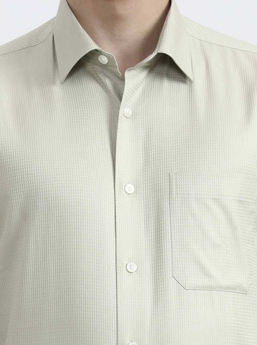 Pista Green Solid Regular Fit Formal Shirt | JadeBlue