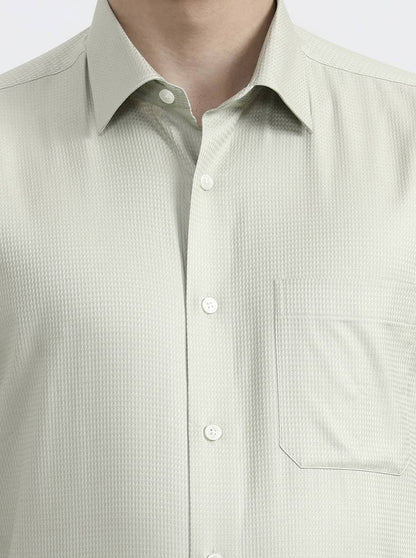 Pista Green Solid Regular Fit Formal Shirt | JadeBlue