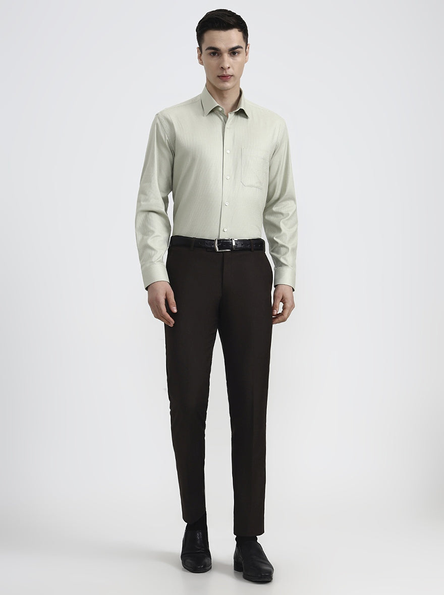 Pista Green Solid Regular Fit Formal Shirt | JadeBlue
