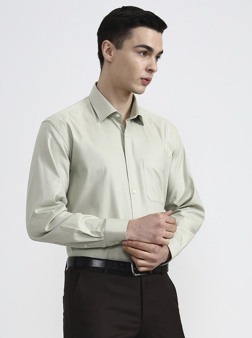 Pista Green Solid Regular Fit Formal Shirt | JadeBlue