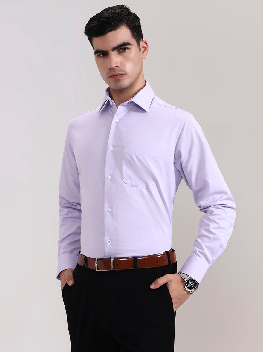Purple Solid Regular Fit Formal Shirt | JadeBlue