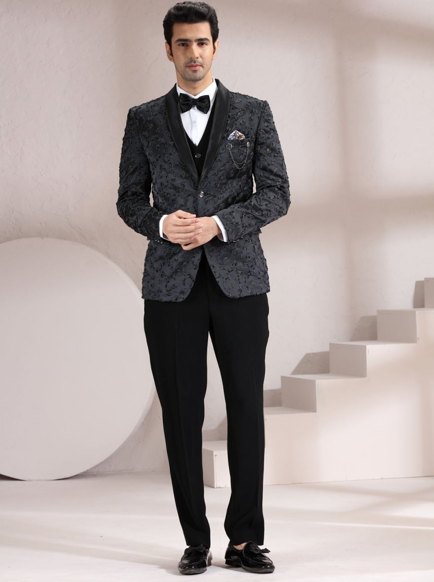 Black Embroidered Suit | JadeBlue