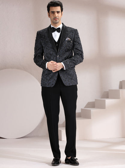 Black Embroidered Suit | JadeBlue