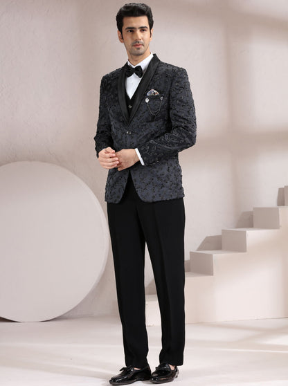 Black Embroidered Suit | JadeBlue
