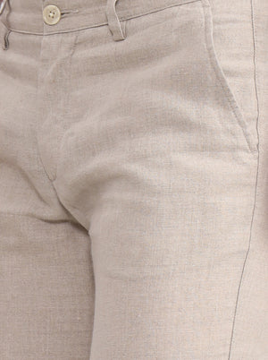 Natural Solid Uno Fit Casual Trouser | JadeBlue
