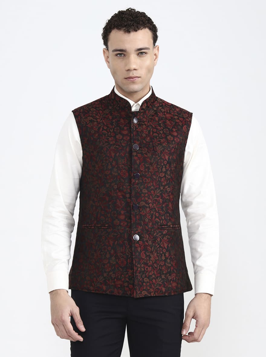 Multicolor Printed Regular Fit Waistcoat | JB X JB