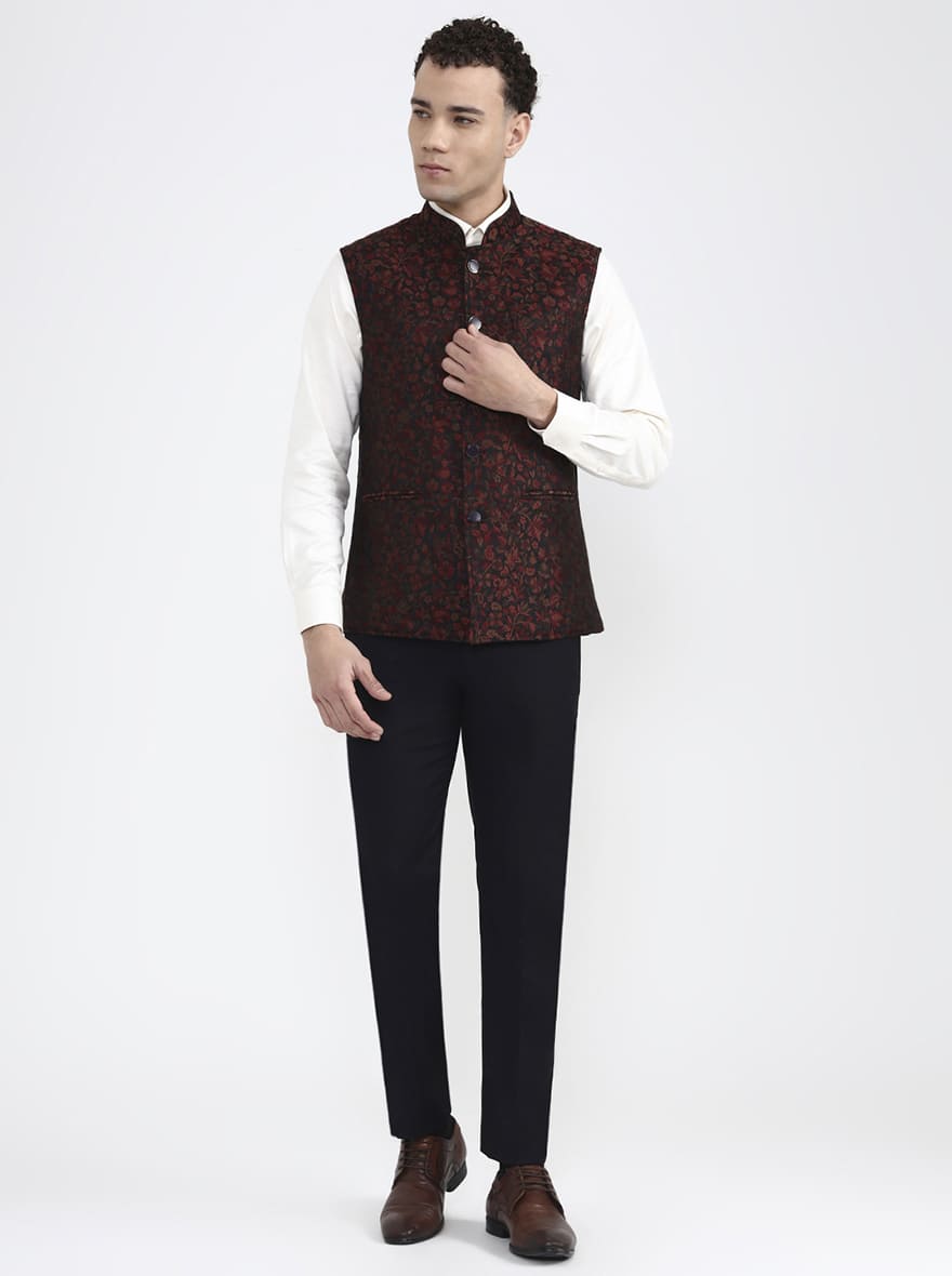 Multicolor Printed Regular Fit Waistcoat | JB X JB