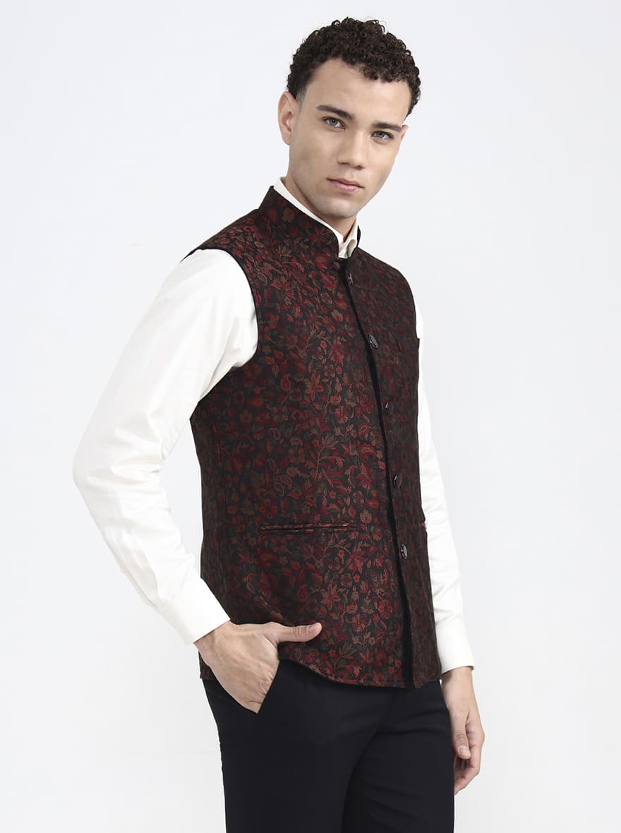 Multicolor Printed Regular Fit Waistcoat | JB X JB