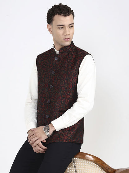 Multicolor Printed Regular Fit Waistcoat | JB X JB