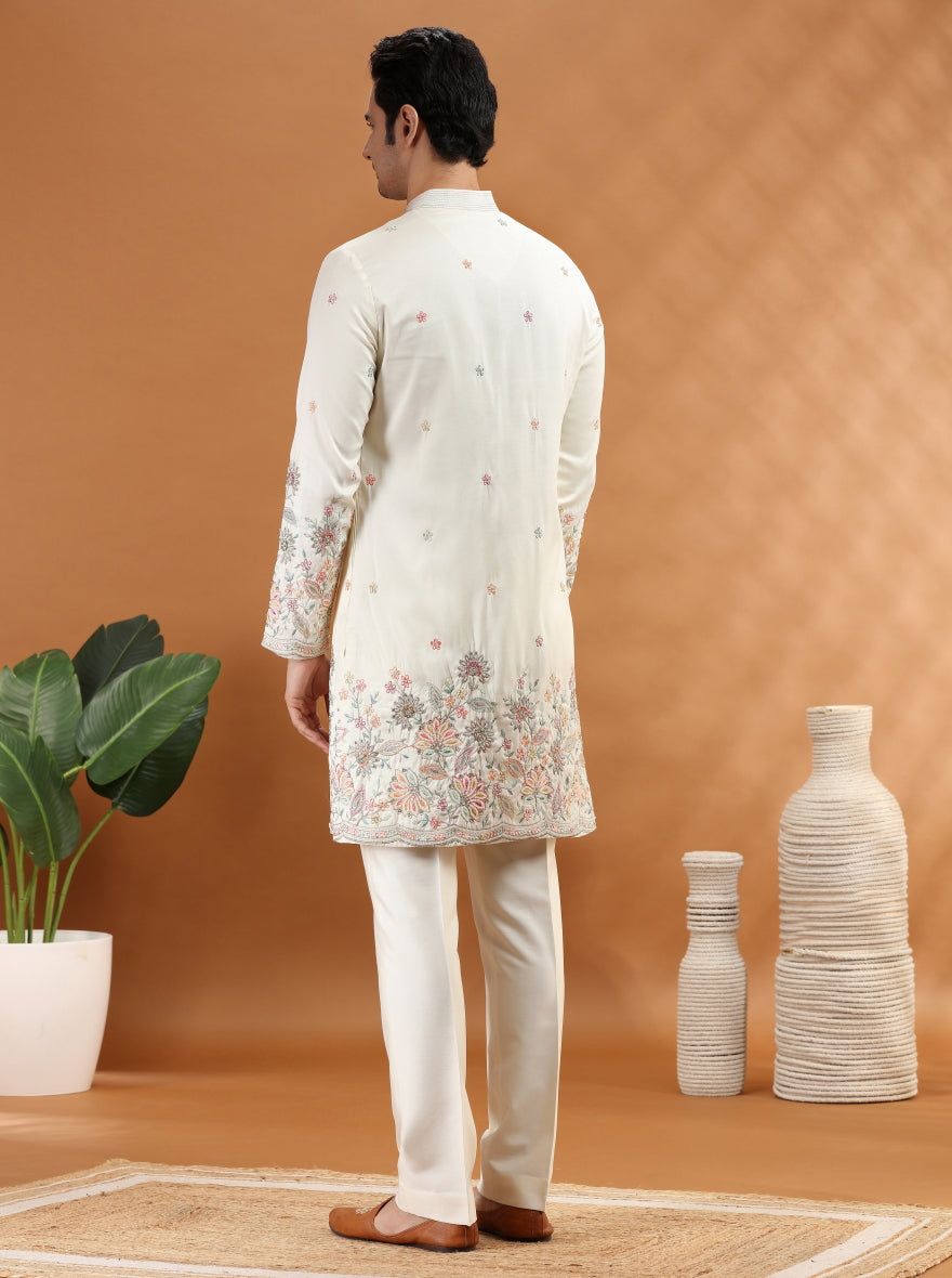 Cream Embroidered Kurta Pajama | TULA