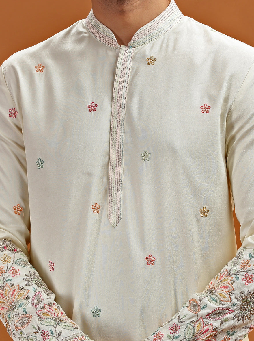 Cream Embroidered Kurta Pajama | TULA