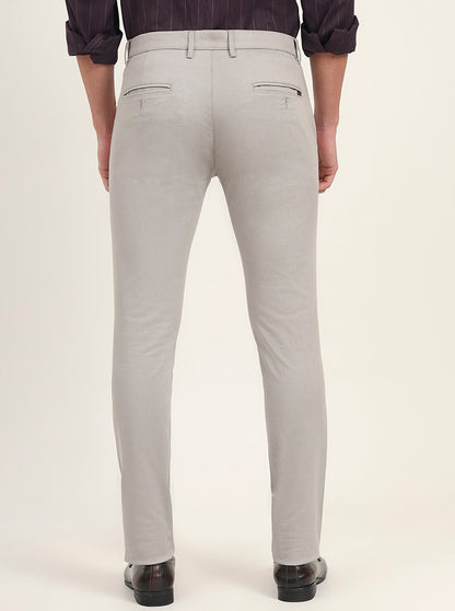 Light Grey Solid Super Slim Fit Casual Trouser | Greenfibre