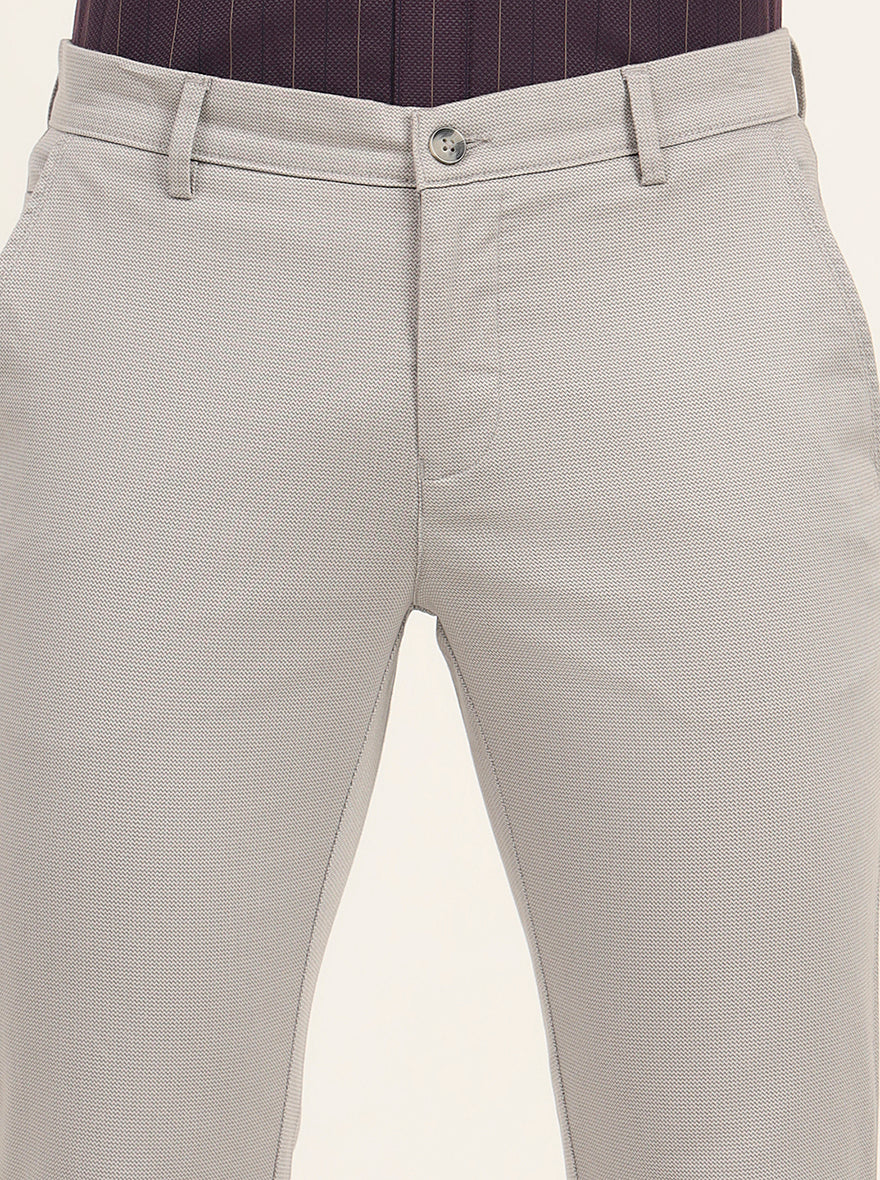 Light Grey Solid Super Slim Fit Casual Trouser | Greenfibre