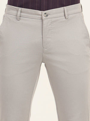 Light Grey Solid Super Slim Fit Casual Trouser | Greenfibre