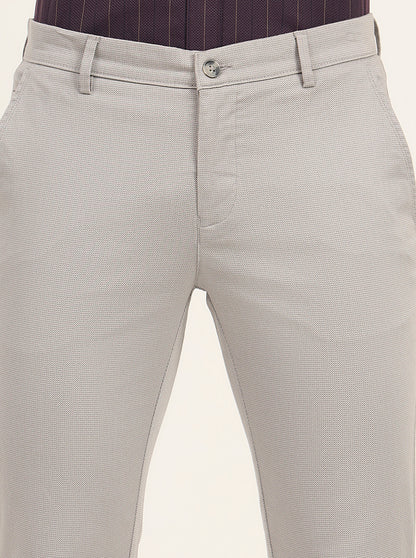 Light Grey Solid Super Slim Fit Casual Trouser | Greenfibre