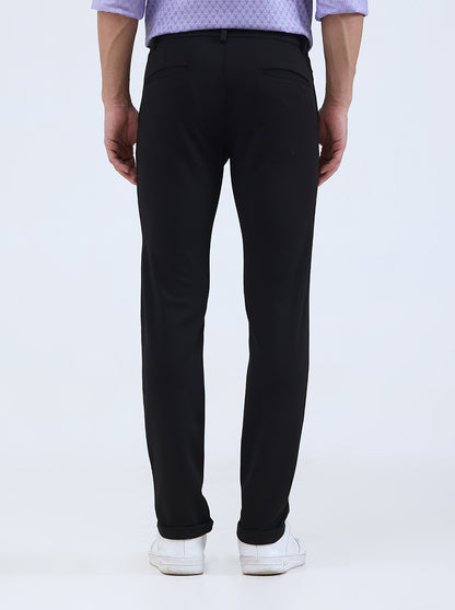 Black Solid Slim Fit Club Wear Trouser | Greenfibre