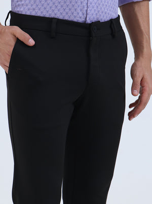 Black Solid Slim Fit Club Wear Trouser | Greenfibre