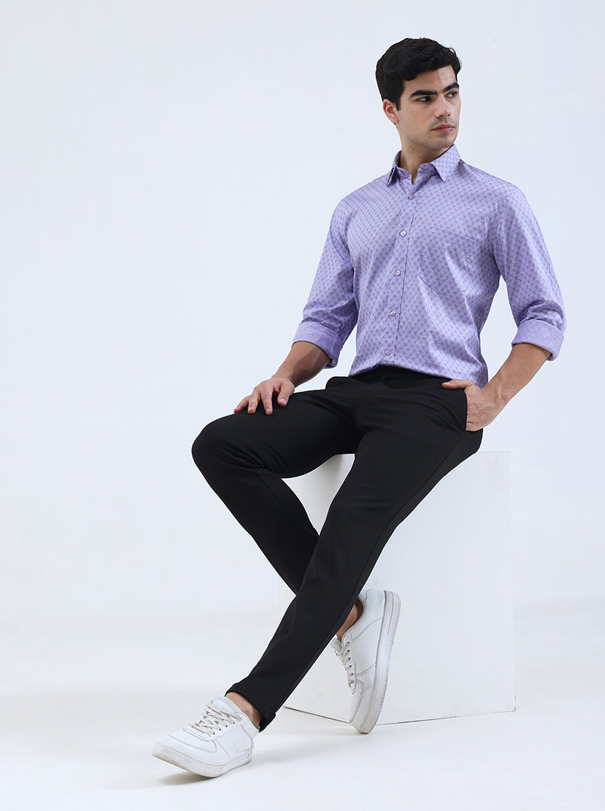 Black Solid Slim Fit Club Wear Trouser | Greenfibre