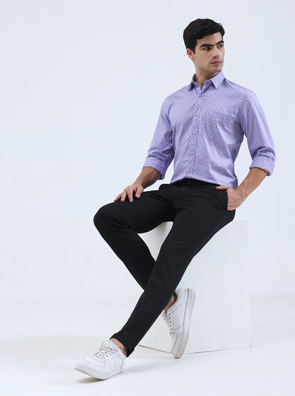 Black Solid Slim Fit Club Wear Trouser | Greenfibre