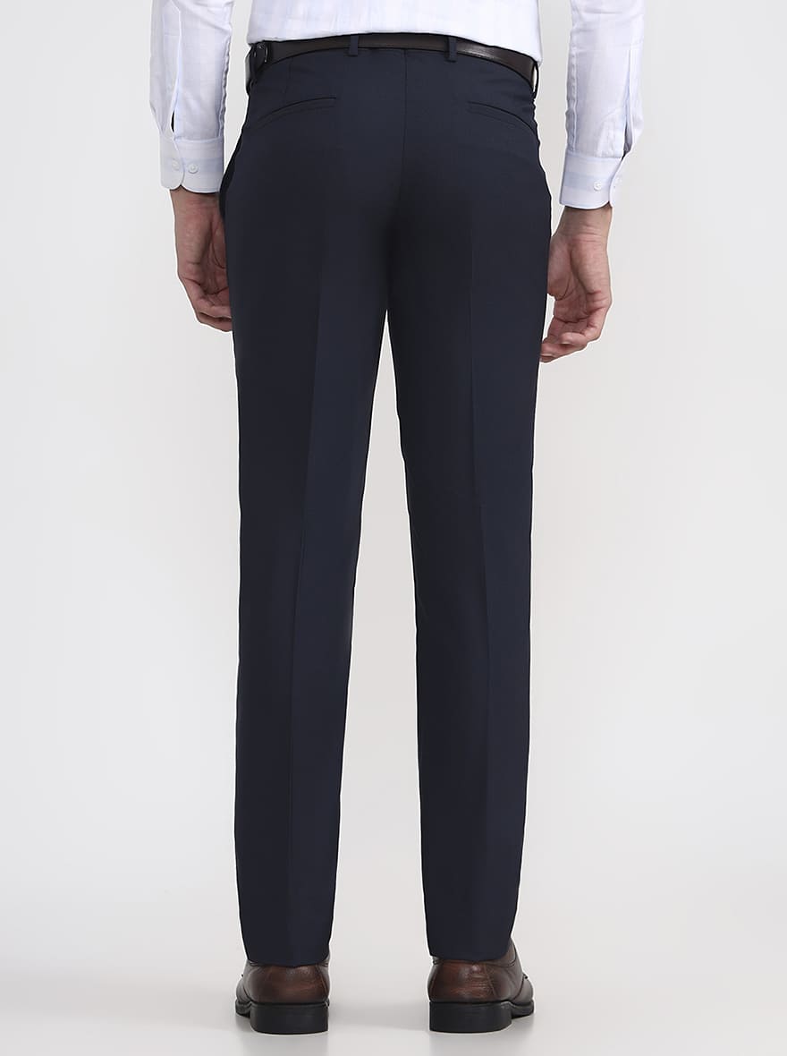 Blue Solid Super Slim Fit Formal Trouser | Greenfibre