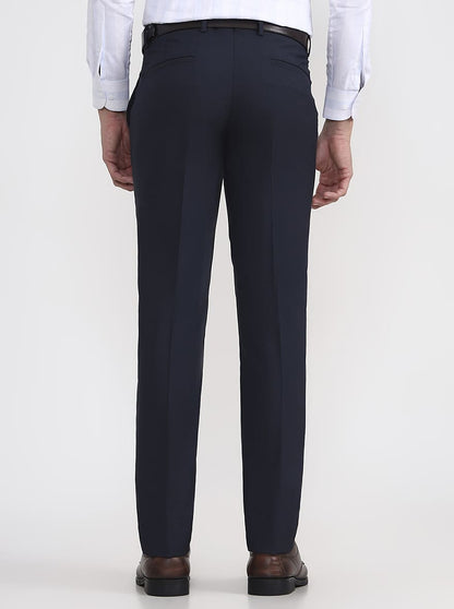 Blue Solid Super Slim Fit Formal Trouser | Greenfibre